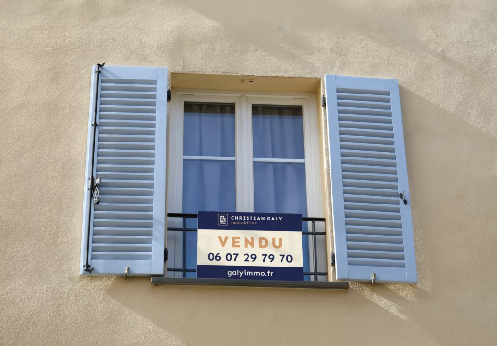 Panneau immobilier Christian Galy – création d’identité visuelle et supports de communication par Maison Laplace à Perpignan