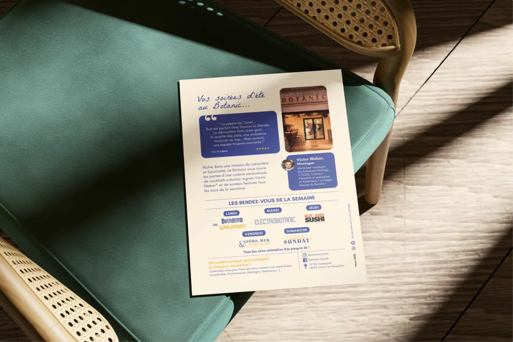 Flyer Le Botanic – création graphique et identité visuelle par Maison Laplace à Perpignan
