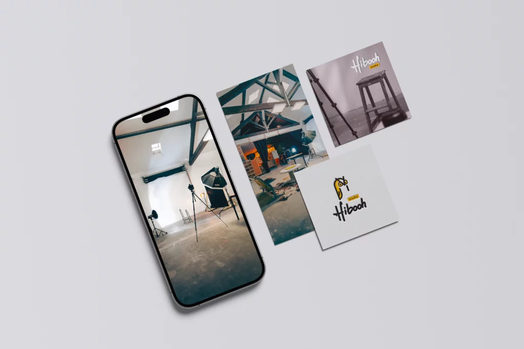 Supports de communication Studio Hibooh – direction artistique et branding réalisés à Perpignan
