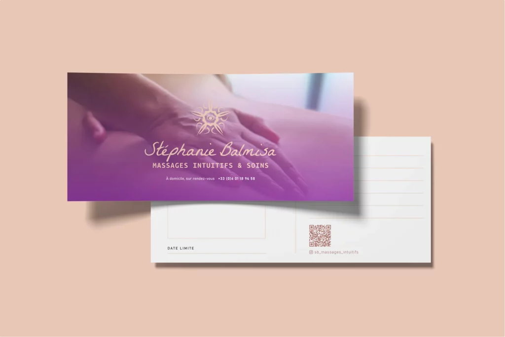 Identité visuelle Balmisa Massage – logo et carte professionnelle bien-être