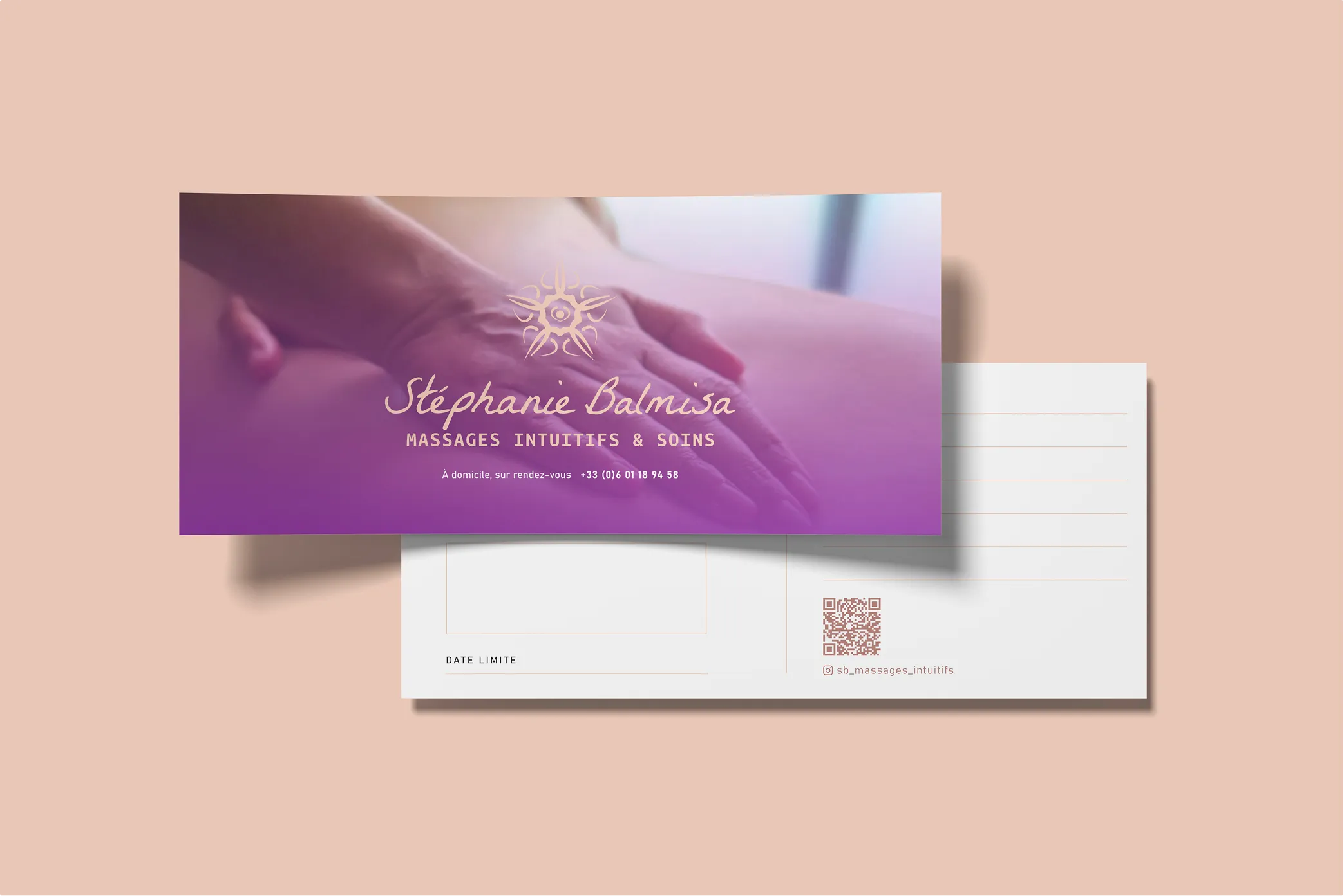 Identité visuelle Balmisa Massage – logo et carte professionnelle bien-être