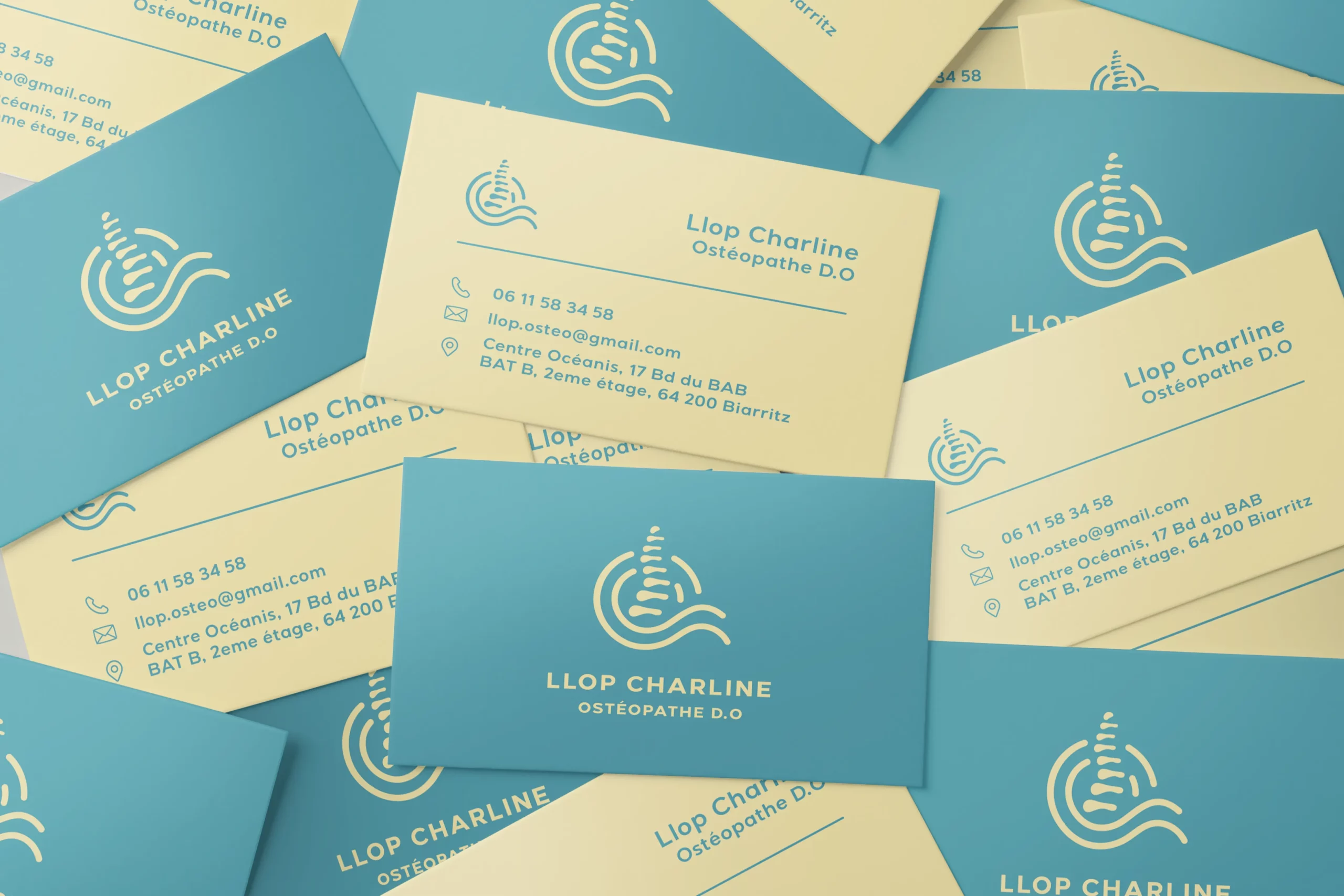 Cartes de visite Charline Llop – identité visuelle professionnelle médicale
