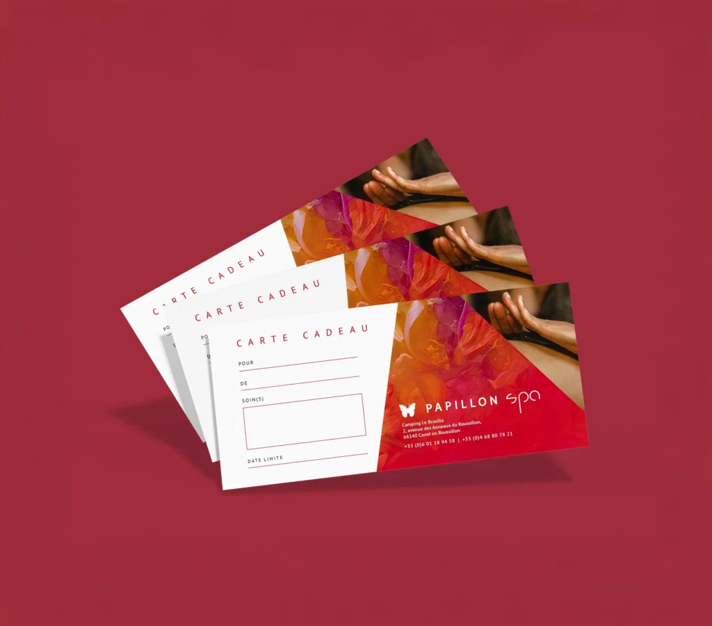 Identité visuelle Papillon Spa – cartes et supports print bien-être