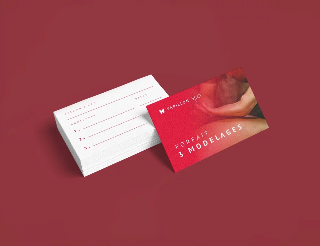 Cartes de visite Papillon Spa – identité visuelle bien-être premium