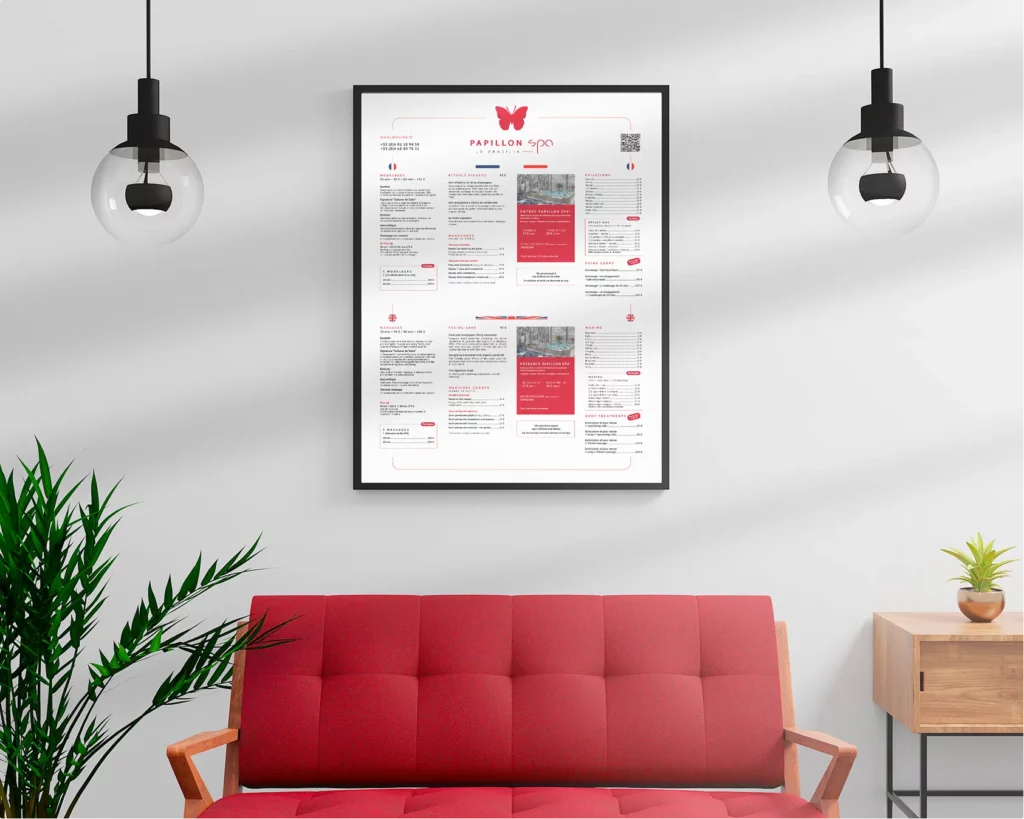 Affiche Papillon Spa en intérieur – identité visuelle bien-être