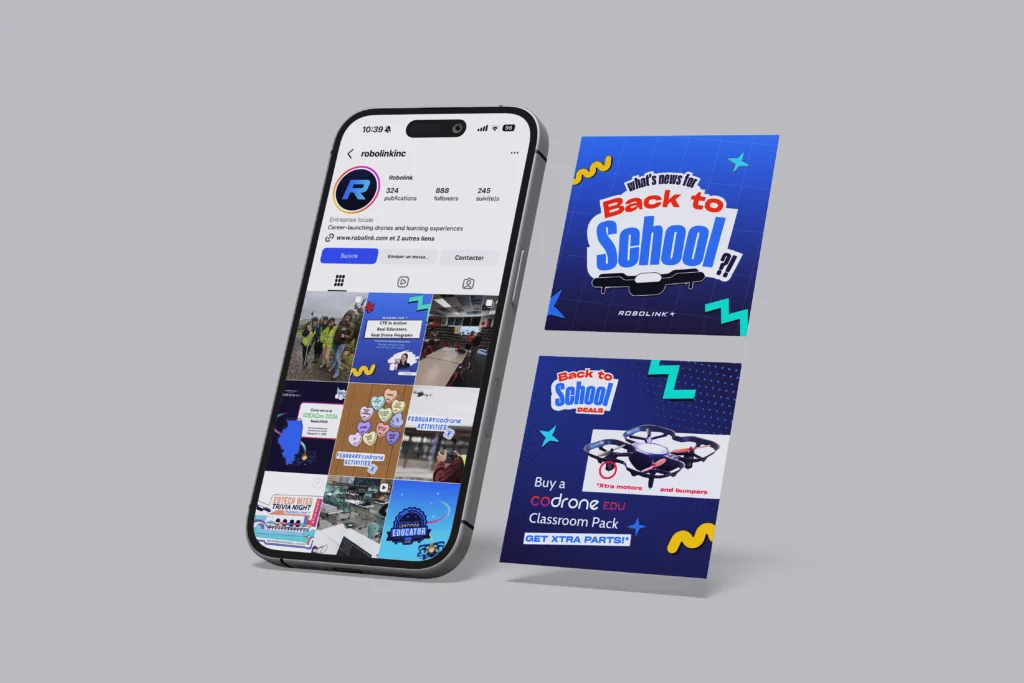 Application mobile et supports Robolink – conception graphique et branding par agence créative à Perpignan