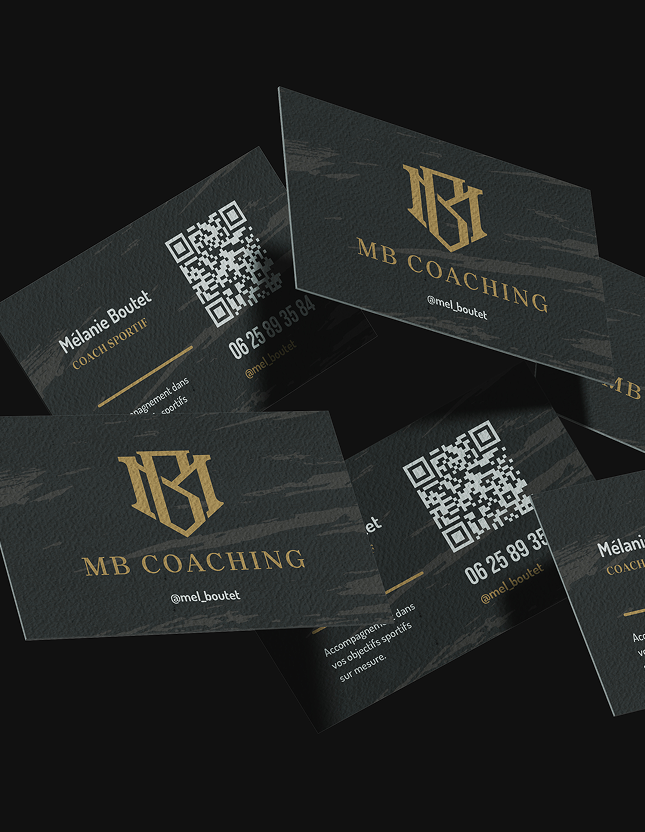 Cartes de visite MB Coaching noir et or – identité visuelle premium